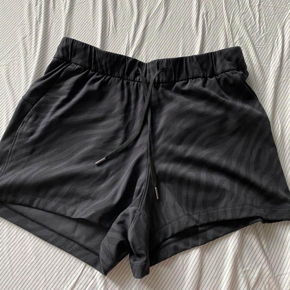 CRZ yoga black printed shorts.